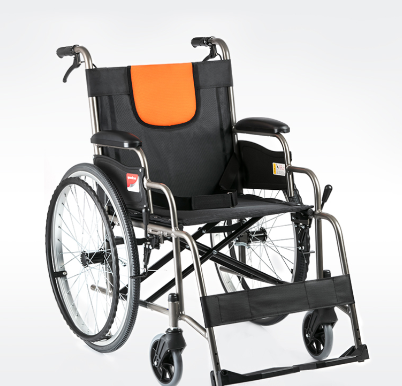 鱼跃轮椅H062铝合金老人轮椅折叠轻便老年手动代步车手推车