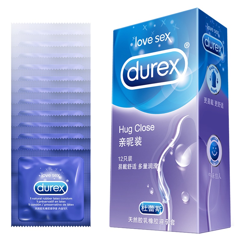 杜蕾斯避孕套亲昵装12只*1盒多量润滑亲密贴合成人情趣用品安全套